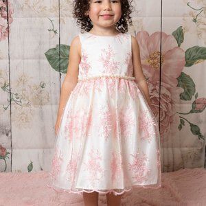 American Princess White and Pink Embelished Girls dress